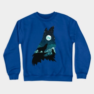 Wolf Howling with Forest Crewneck Sweatshirt